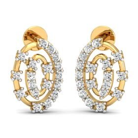 Bold gold and diamond earrings 0.41 Ct Diamond Solid 14K Gold