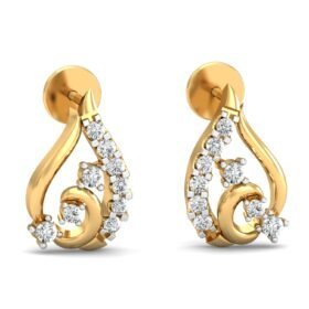 Floral diamond cluster earrings 0.24 Ct Diamond Solid 14K Gold