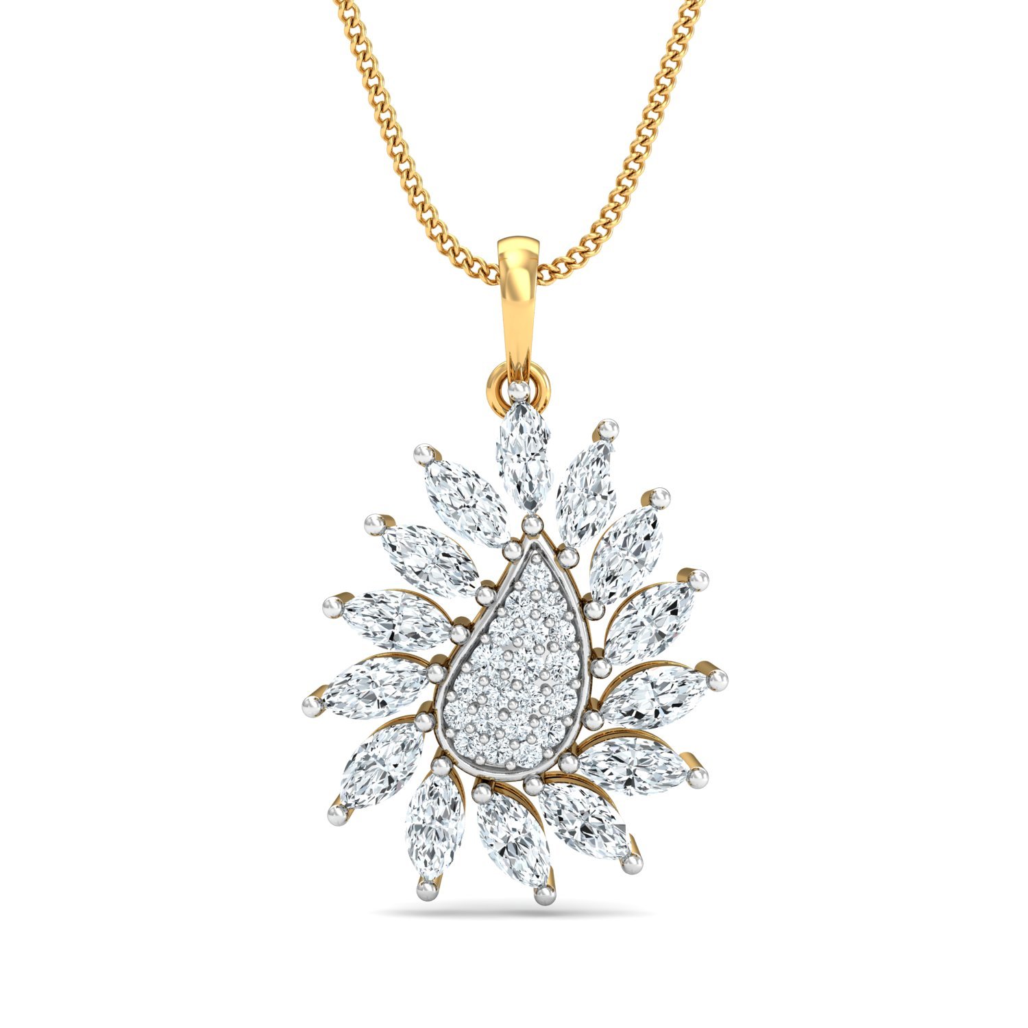 Precious Trendy Pendants 1.61 Ct Diamond Solid 14K Gold