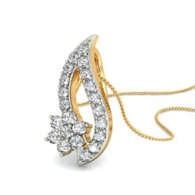 Shimmering Gold Pendant Necklace 0.22 Ct Diamond Solid 14K Gold