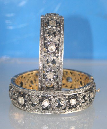 polki bracelet 15 Tcw Rose Cut Diamond 925 Sterling Silver vintage style jewelry