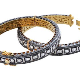 polki bracelet 13.68 Tcw  Rose Cut Diamond 925 Sterling Silver vintage jewelry