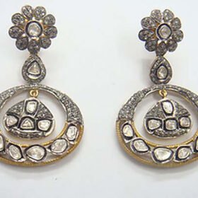 victorian earrings 4.1 Tcw  Rose Cut Diamond 925 Sterling Silver fine antique jewelry