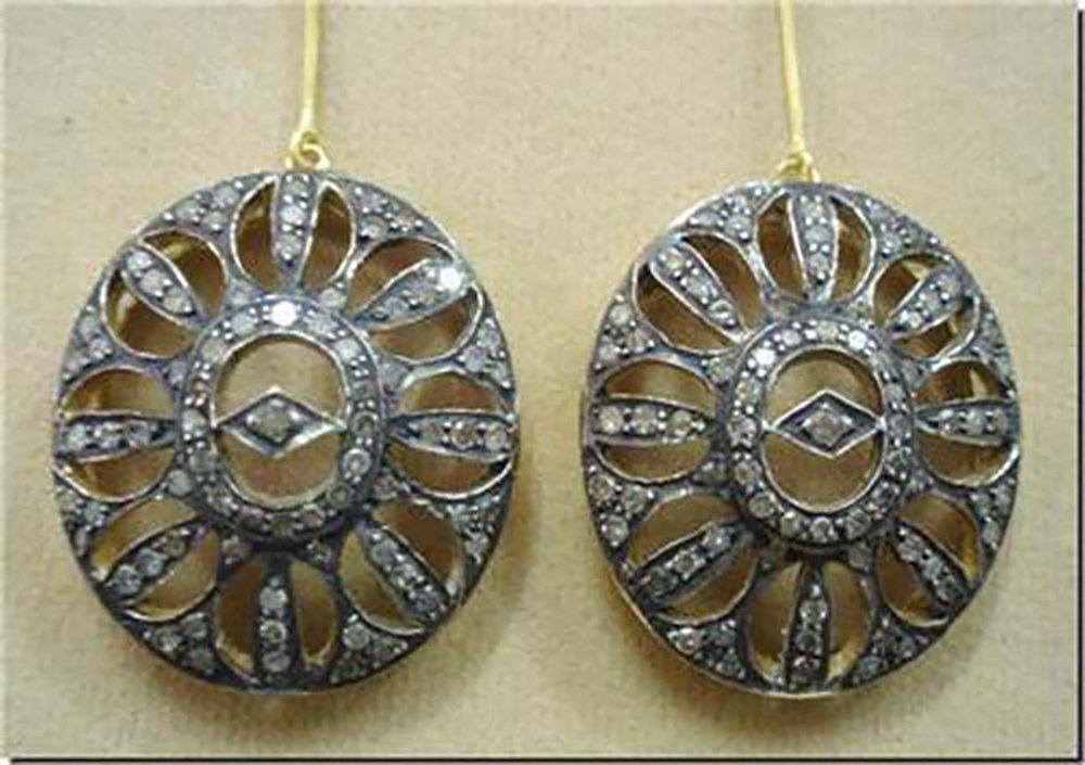 polki earrings 2.2 Tcw Rose Cut Diamond 925 Sterling Silver vintage jewelry