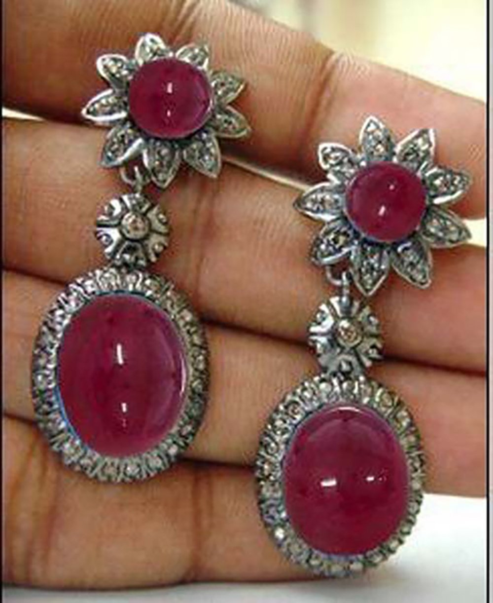 vintage earrings 6.1 Tcw Ruby Rose Cut Diamond 925 Sterling Silver vintage diamond jewelry