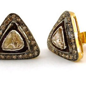 polki earrings 1.35 Tcw  Rose Cut Diamond 925 Sterling Silver vintage art deco jewelry