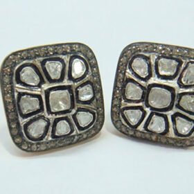 victorian earrings 2.88 Tcw  Rose Cut Diamond 925 Sterling Silver fine antique jewelry