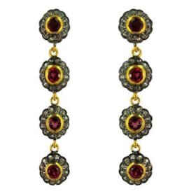 rose cut earrings 6 Tcw Ruby Rose Cut Diamond 925 Sterling Silver vintage style jewelry