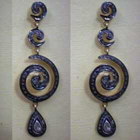 uncut earrings 2.85 Tcw  Rose Cut Diamond 925 Sterling Silver art deco jewelry