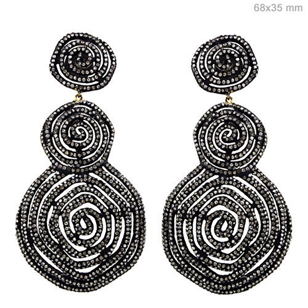 vintage earrings 8 Tcw Rose Cut Diamond 925 Sterling Silver antique jewelry