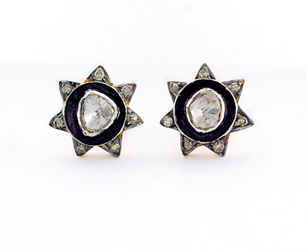 vintage earrings 0.5 Tcw Rose Cut Diamond 925 Sterling Silver vintage diamond jewelry