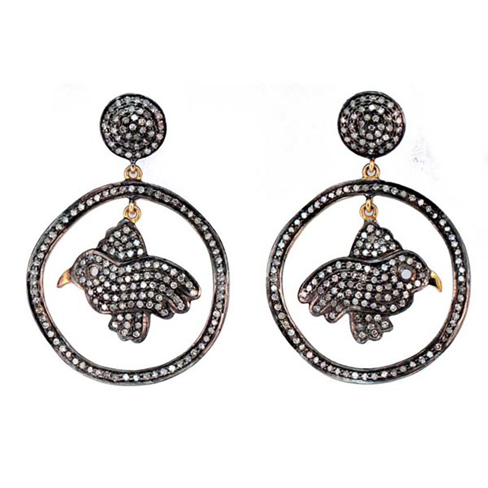 vintage earrings 3.25 Tcw Rose Cut Diamond 925 Sterling Silver art deco jewelry