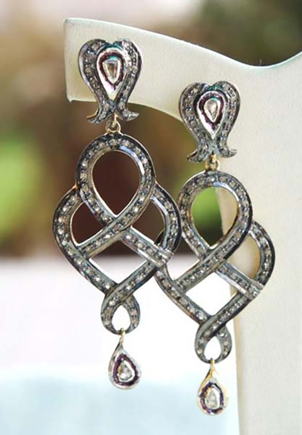 antique earrings 3.08 Tcw Rose Cut Diamond 925 Sterling Silver vintage style jewelry