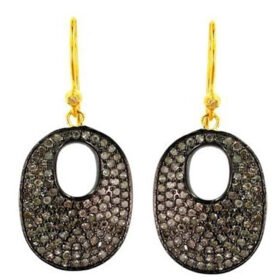 uncut earrings 2.95 Tcw  Rose Cut Diamond 925 Sterling Silver art deco jewelry