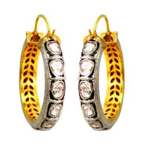 rose cut earrings 2 Tcw  Rose Cut Diamond 925 Sterling Silver antique vintage jewelry