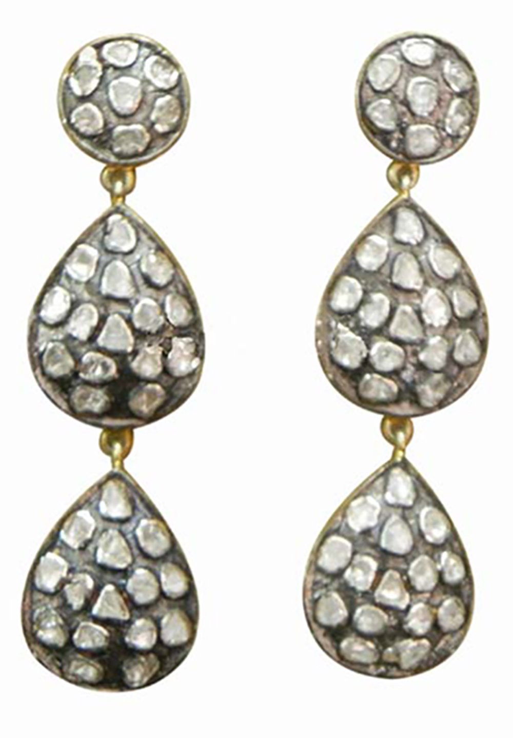 polki earrings 4 Tcw Rose Cut Diamond 925 Sterling Silver fine antique jewelry
