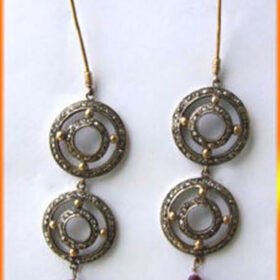 victorian earrings 4 Tcw Ruby Rose Cut Diamond 925 Sterling Silver antique jewelry