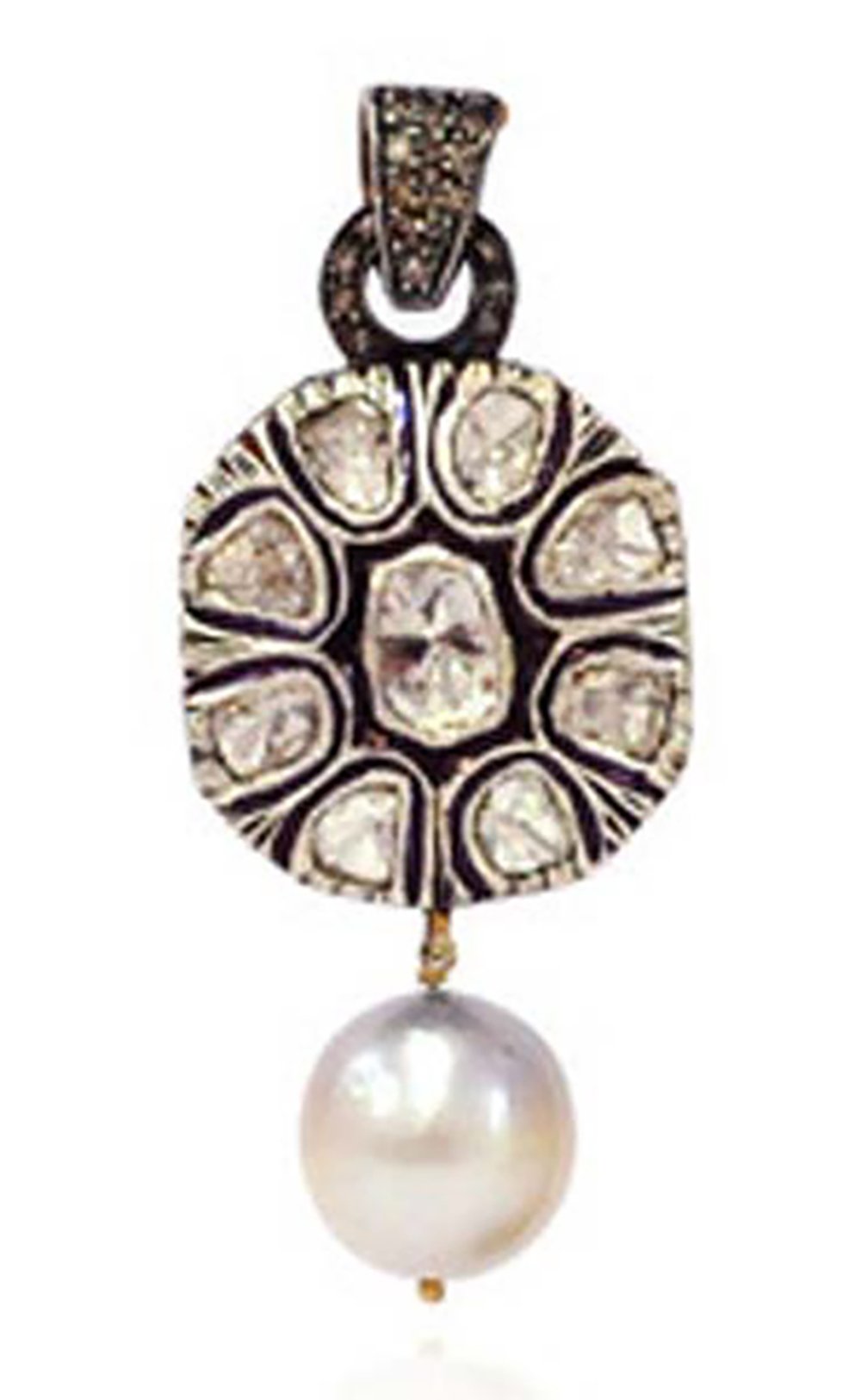 sterling silver pendants 2.65 Tcw Pearl Rose Cut Diamond 925 Sterling Silver fine antique jewelry