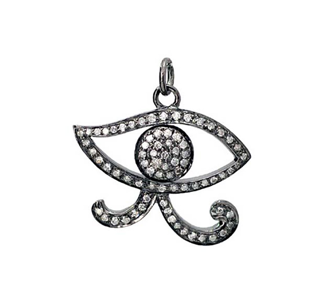 victorian pendant 1 Tcw Rose Cut Diamond 925 Sterling Silver antique vintage jewelry