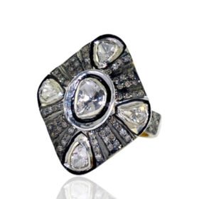 vintage engagement rings 1.53 Tcw  Rose Cut Diamond 925 Sterling Silver vintage style jewelry