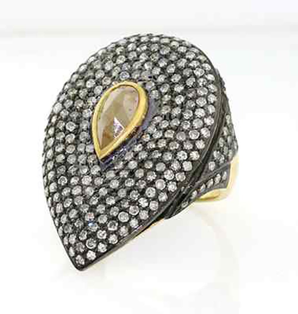 antique rings 3.76 Tcw Topaz Rose Cut Diamond 925 Sterling Silver antique vintage jewelry