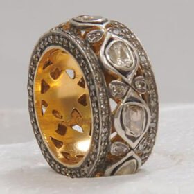 vintage engagement rings 4 Tcw  Rose Cut Diamond 925 Sterling Silver antique jewelry