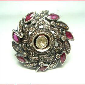 vintage engagement rings 5.7 Tcw Ruby Rose Cut Diamond 925 Sterling Silver vintage art deco jewelry