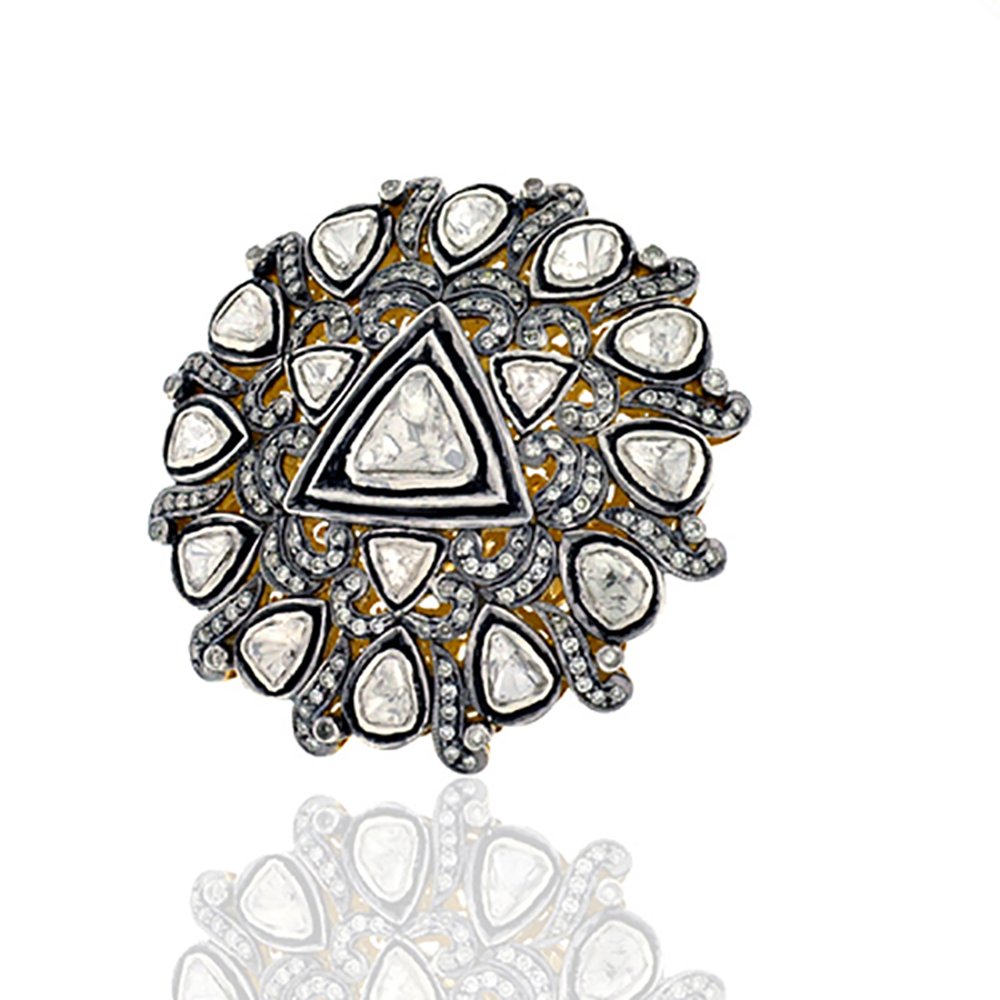 vintage engagement rings 3.7 Tcw Rose Cut Diamond 925 Sterling Silver art deco jewelry