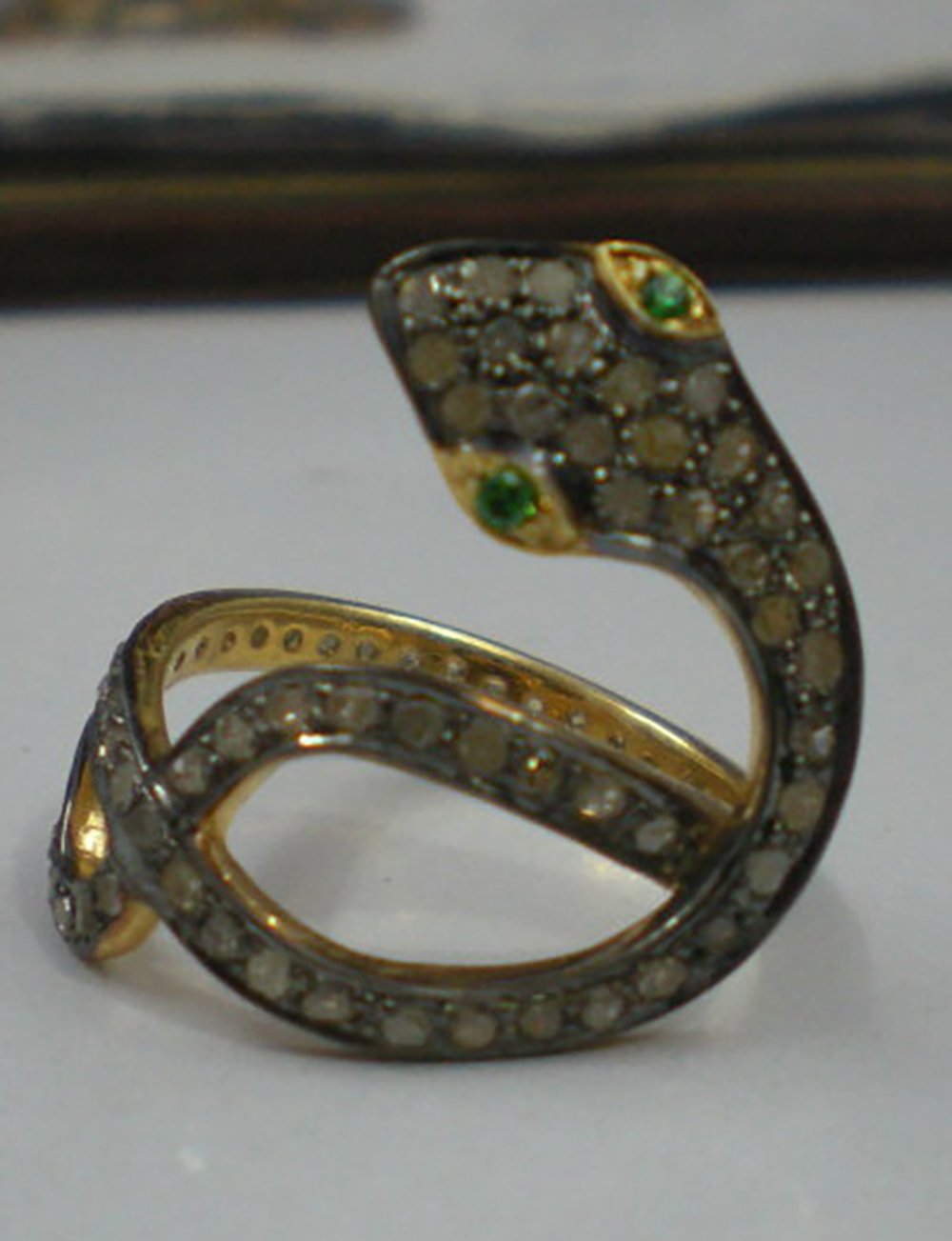 vintage engagement rings 2.1 Tcw Emerald Rose Cut Diamond 925 Sterling Silver fine antique jewelry