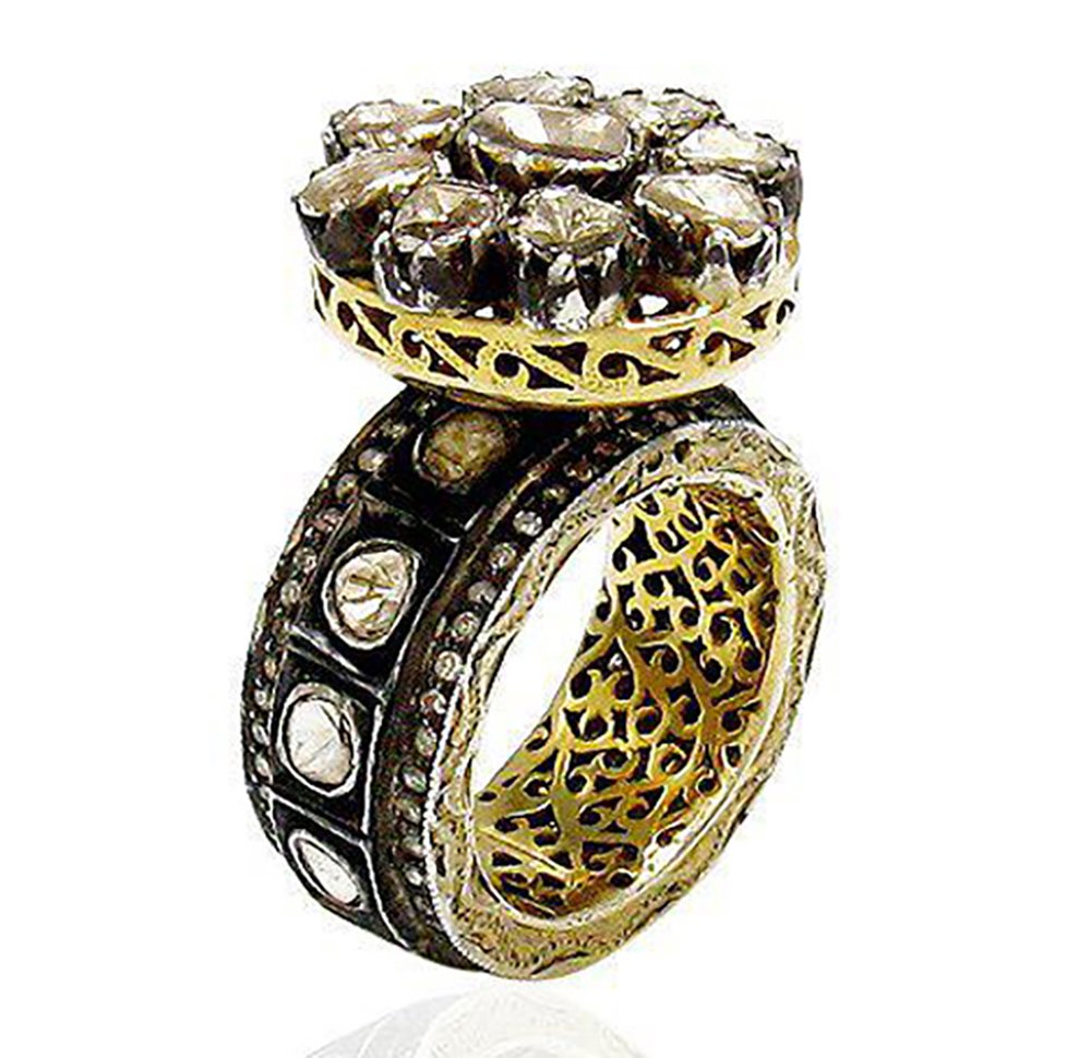 vintage engagement rings 2.05 Tcw Rose Cut Diamond 925 Sterling Silver vintage diamond jewelry