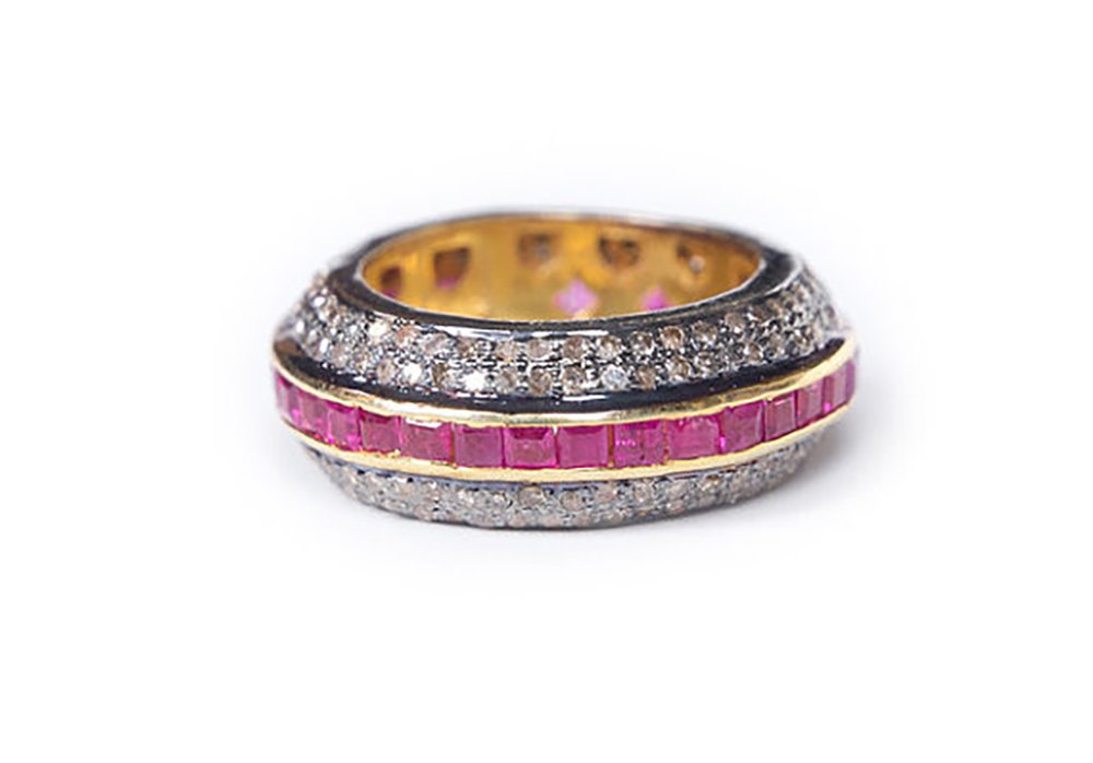 vintage engagement rings 3.4 Tcw Ruby Rose Cut Diamond 925 Sterling Silver vintage jewelry