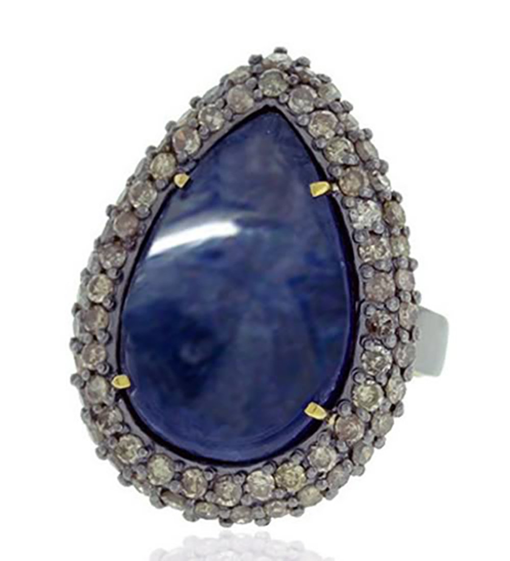 vintage rings 4.28 Tcw Sapphire Rose Cut Diamond 925 Sterling Silver vintage art deco jewelry