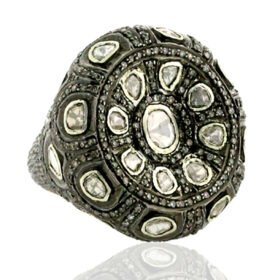 vintage engagement rings 3.1 Tcw  Rose Cut Diamond 925 Sterling Silver antique jewelry