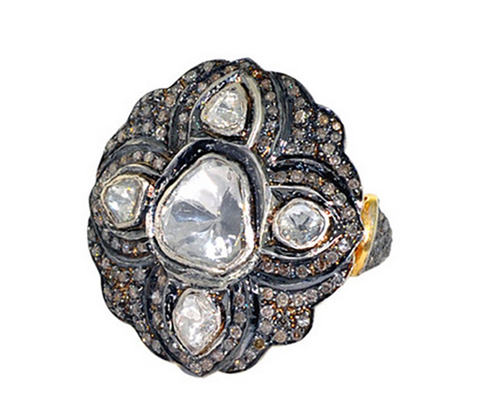 vintage engagement rings 2.38 Tcw Rose Cut Diamond 925 Sterling Silver antique jewelry