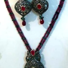 rose cut diamond necklace 17.5 Tcw Emerald Rose Cut Diamond 925 Sterling Silver vintage diamond jewelry