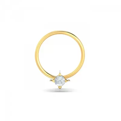 ShimmerBloom Diamond Nose Pin In 14Kt Yellow Gold (0.25 gram) with Diamonds (0.05 Ct)