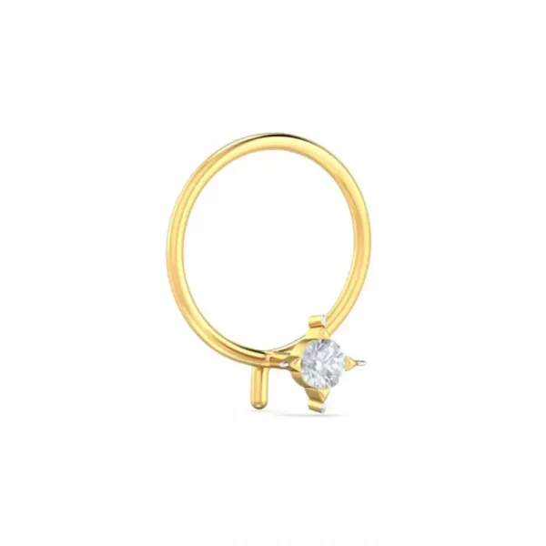 ShimmerBloom Diamond Nose Pin In 14Kt Yellow Gold (0.25 gram) with Diamonds (0.05 Ct) - Image 2