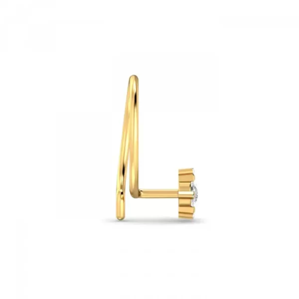 ShimmerBloom Diamond Nose Pin In 14Kt Yellow Gold (0.25 gram) with Diamonds (0.05 Ct) - Image 3
