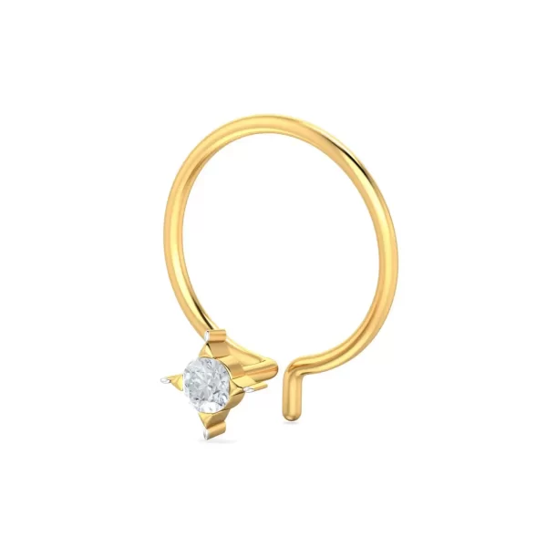 ShimmerBloom Diamond Nose Pin In 14Kt Yellow Gold (0.25 gram) with Diamonds (0.05 Ct) - Image 4