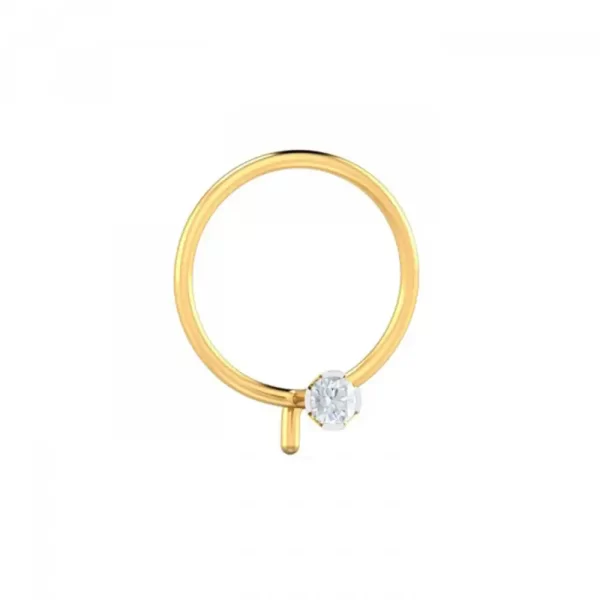 SparkleSway Diamond Nose Pin In 14Kt Yellow Gold (0.15 gram) with Diamonds (0.03 Ct) - Image 2