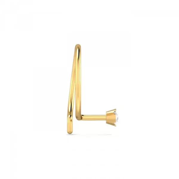 SparkleSway Diamond Nose Pin In 14Kt Yellow Gold (0.15 gram) with Diamonds (0.03 Ct) - Image 3