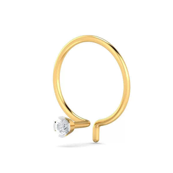 SparkleSway Diamond Nose Pin In 14Kt Yellow Gold (0.15 gram) with Diamonds (0.03 Ct) - Image 4