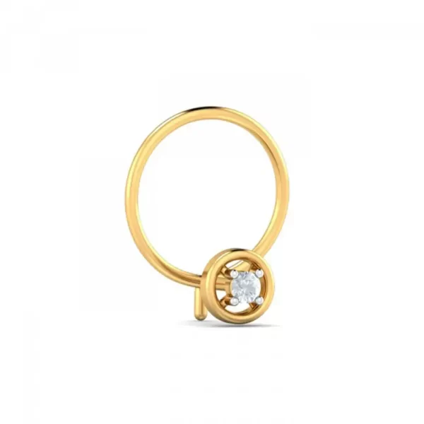 LusterGlimpse Diamond Nose Pin In 14Kt Yellow Gold (0.25 gram) with Diamonds (0.05 Ct) - Image 2