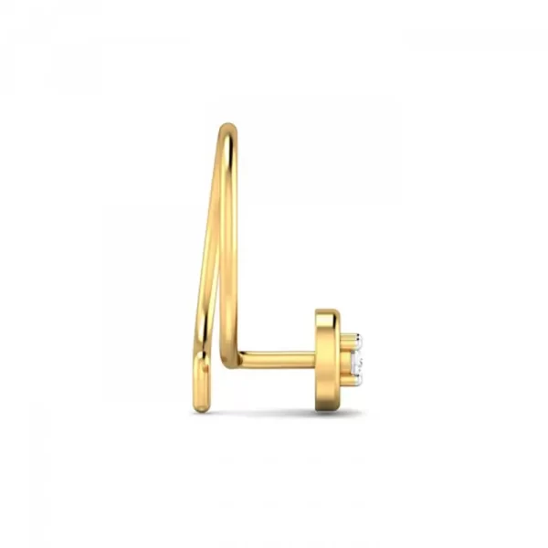 LusterGlimpse Diamond Nose Pin In 14Kt Yellow Gold (0.25 gram) with Diamonds (0.05 Ct) - Image 3