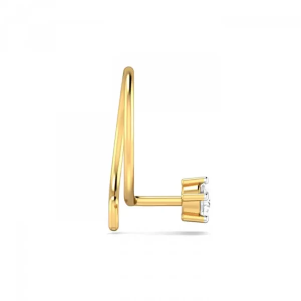 GlimmerGlaze Diamond Nose Pin In 14Kt Yellow Gold (0.25 gram) with Diamonds (0.05 Ct) - Image 2