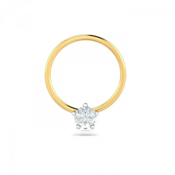 GlimmerGlaze Diamond Nose Pin In 14Kt Yellow Gold (0.25 gram) with Diamonds (0.05 Ct) - Image 3