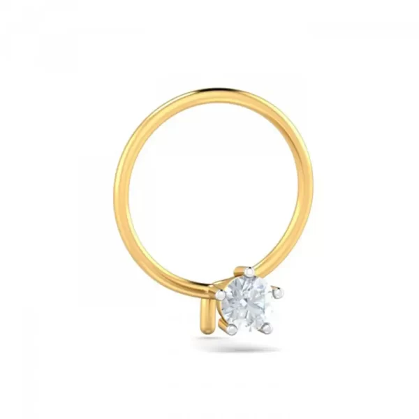 GlimmerGlaze Diamond Nose Pin In 14Kt Yellow Gold (0.25 gram) with Diamonds (0.05 Ct) - Image 4