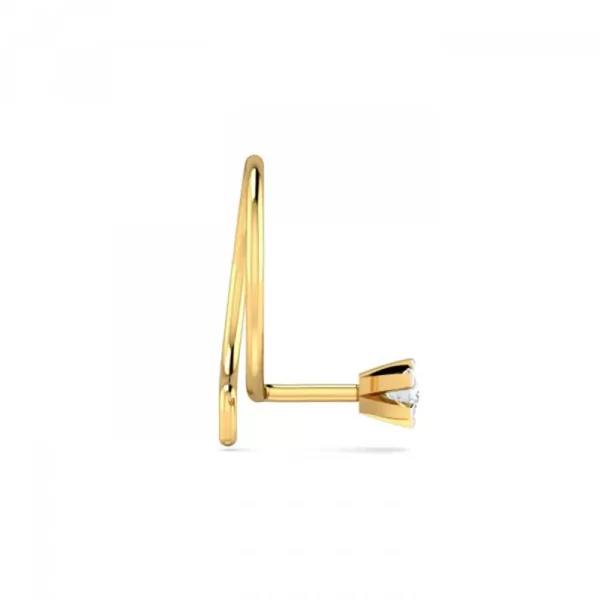 GleamGlow Diamond Nose Pin In 14Kt Yellow Gold (0.2 gram) with Diamonds (0.04 Ct) - Image 3
