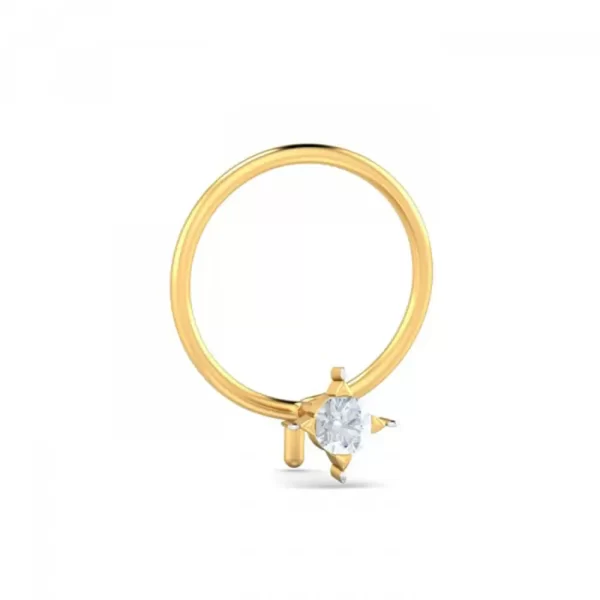 SparkleBreeze Diamond Nose Pin In 14Kt Yellow Gold (0.2 gram) with Diamonds (0.04 Ct) - Image 2