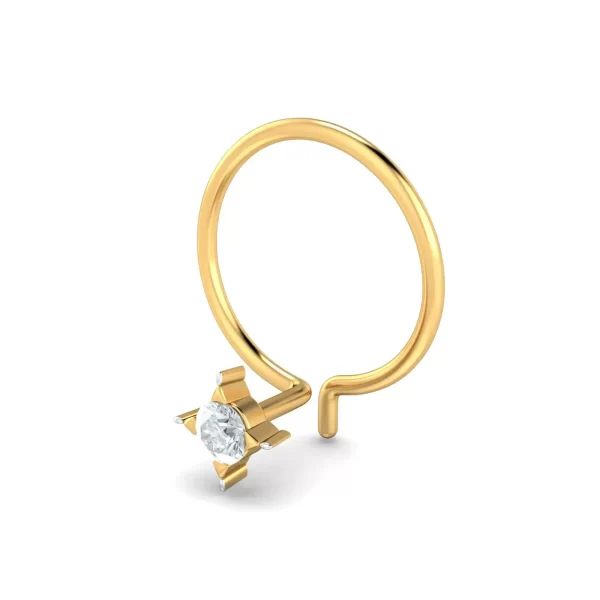 SparkleBreeze Diamond Nose Pin In 14Kt Yellow Gold (0.2 gram) with Diamonds (0.04 Ct) - Image 4
